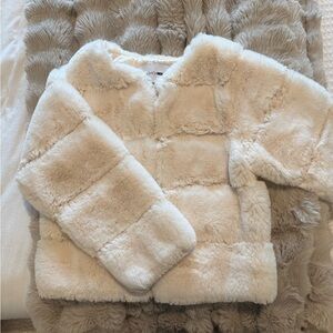 Faux Fur Jacket in Cream